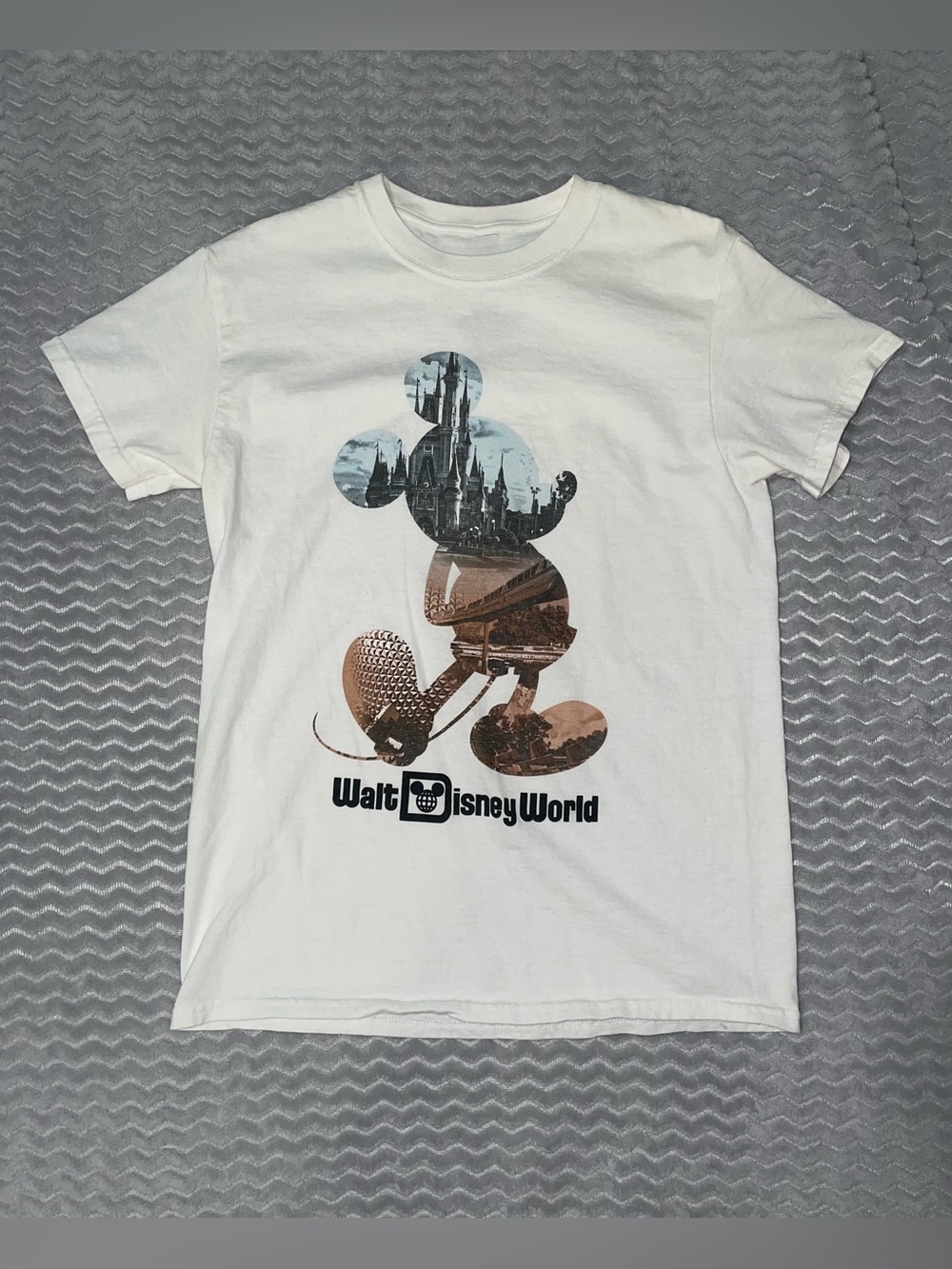 Disney White Short Sleeve Mickey Photo-Collage Tee